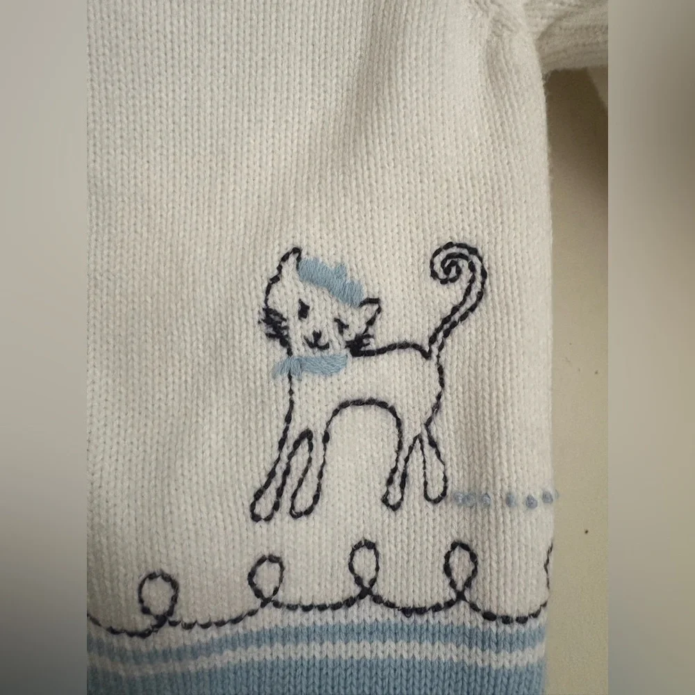 Gymboree Cardigan Sweater Pais Kitten  Print Buttons 18-24 Months EUC